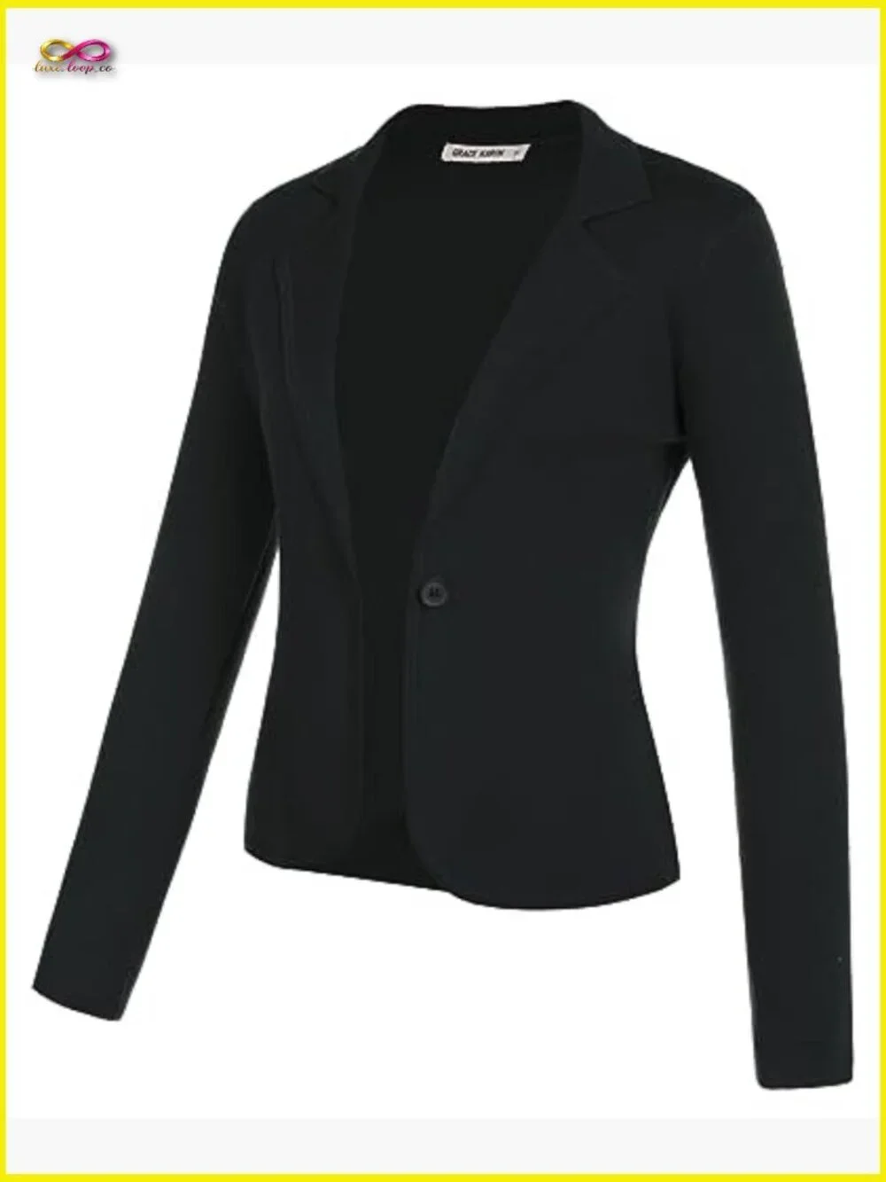 Cropped Knit Blazer Jacket Lightweight Button Front Casual Work Chic
